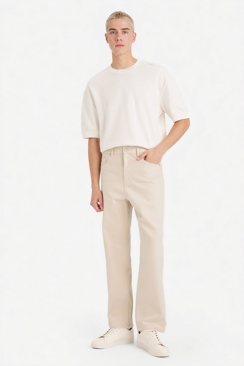 DeFacto Beige Man Baggy Fit Regular Leg Jeans Casual - Image 1